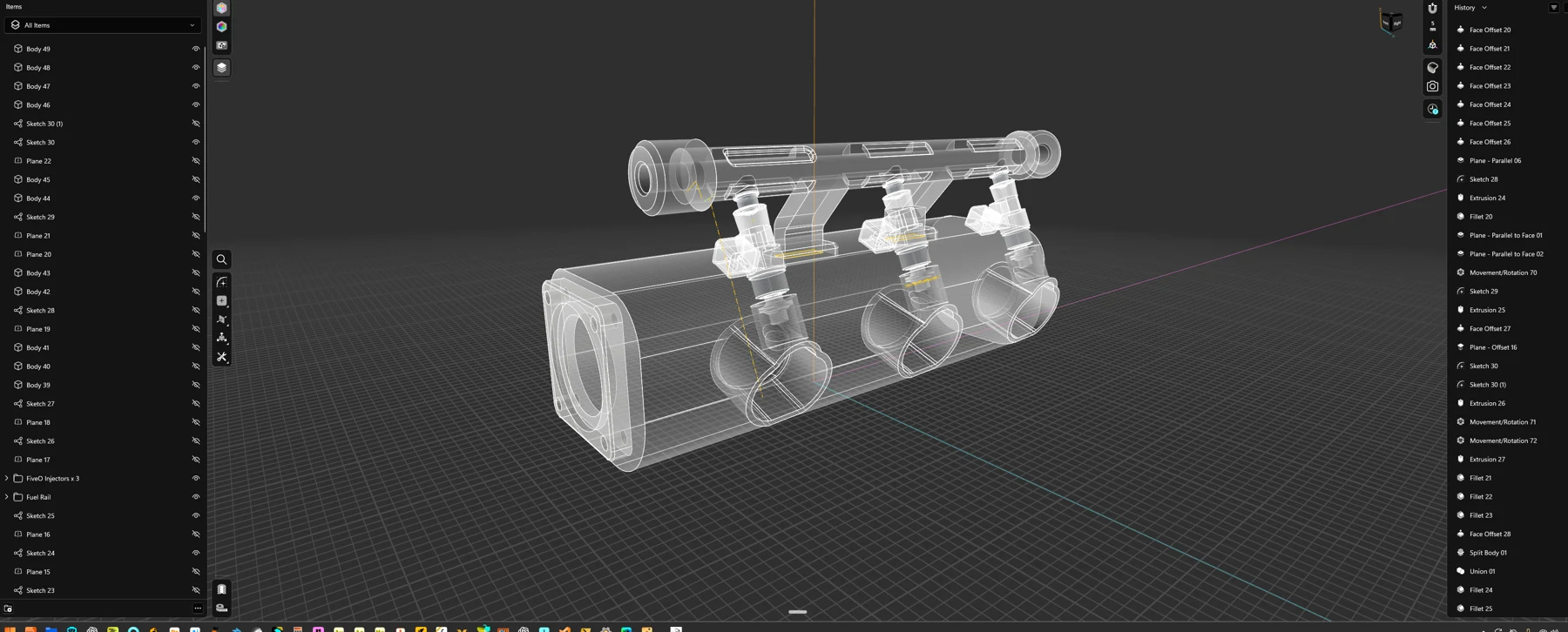 CAD geometry of a mechanical assembly